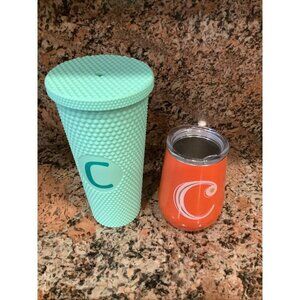 Modern Expressions Monogram "C” Tumbler 20oz Studded Textured & Cup No Straw